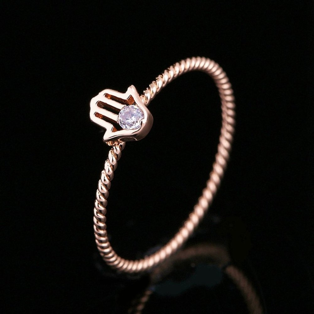 Hamsa Hand Diamond Rose Gold Ring